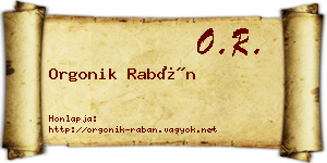 Orgonik Rabán névjegykártya